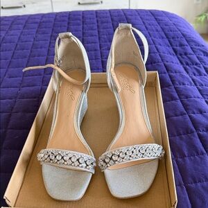 Jewel Badgley Mischka Glittering Silver Heels